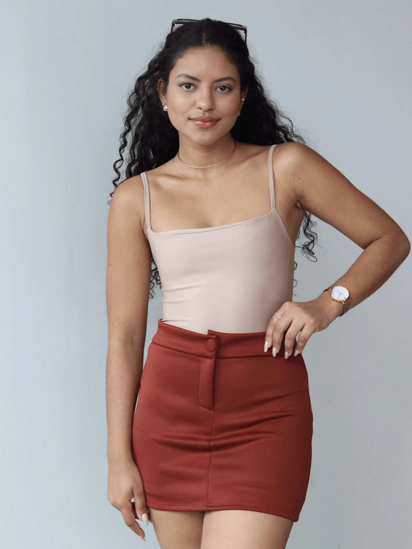 Women's Short Skirt High Waist Zipper At The Front Colors - Rỉ Nâu - Xem 1