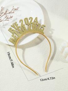 1pc Glitter "Goodbye 2024 Hello 2025" Letter Headband For New Year Party