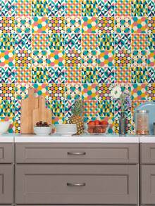 5 Meter Roll Self Adhesive Wallpaper Patchwork Geometric Colorful Washable Bedroom Living Room Kitchen Bathroom - 型號01 - 查看 3