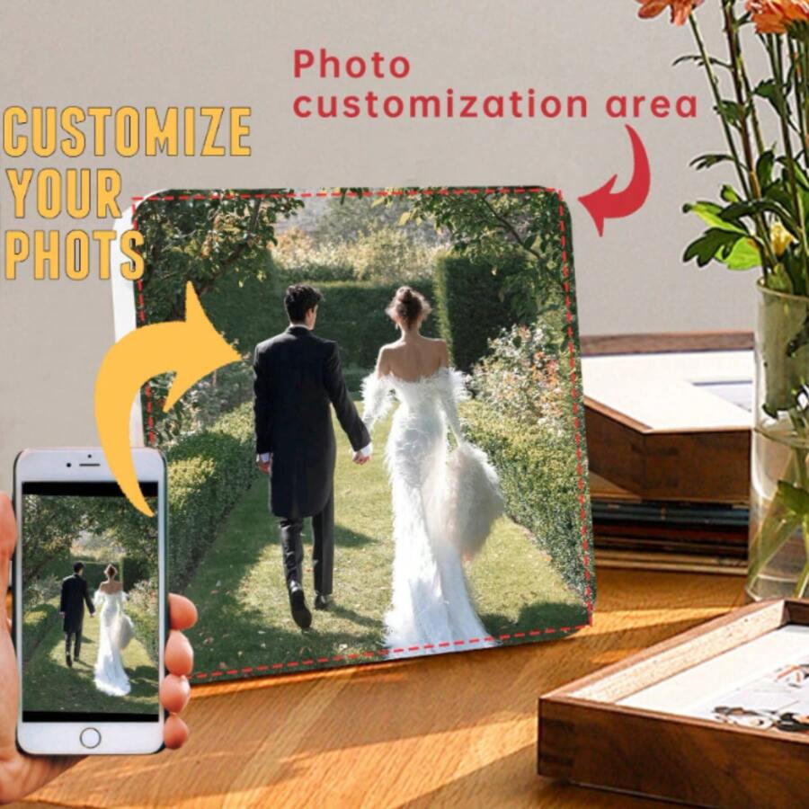 1 件定制亚克力照片块 - 个性化透明图片展示，适用于婚礼、生日、单身派对、毕业典礼等 - 感恩节、情人节、父亲节和母亲节的优雅纪念品装饰