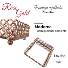 Decorative Mirrored Tray Gold Gold Chrome Square Living Room Lavatory 12cm - 乾枯玫瑰色 - 查看 5