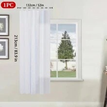 1 件纯色薄纱窗帘，带杆袋，适用于卧室、客厅、书房、阳台 - 轻质且半透明 - 彩色 - 查看 8