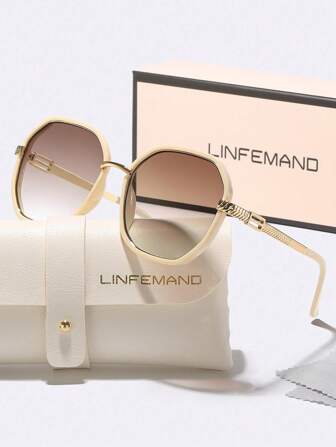  LINFEMAND 几何渐变镜片休闲时尚眼镜，镂空雕花设计，女士夏季节日礼物，适合夏季海滩度假、户外、旅行