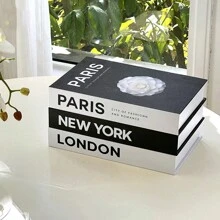 3 Peças Conjunto de Livros Decorativos Artificiais Dobráveis, Decoração Doméstica Minimalista de Livros Falsos