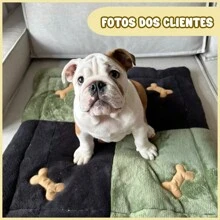 4 Bone Embroidered Dog And Cat Bed Luxury Padded Pet Mat - 黃色 - 查看 6