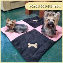 4 Bone Embroidered Dog And Cat Bed Luxury Padded Pet Mat - 黃色 - 查看 7