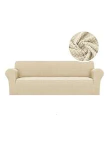 3 Seater Sofa Cover With Elastic With Arm 1 Piece - Camel - View 1