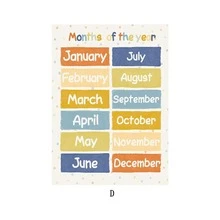 1 件彩色字母、数字、月份和星期教育海报、装饰墙艺术，适用于教室、幼儿园、蒙特梭利儿童学习，无框 - 彩色 - 查看 13