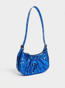 Dedoo 1个Y2K哥特风复古铆钉装饰方形点缀女士单肩包，适合日常出行，小众设计，蒸汽朋克，哥特风，女士包包，酷女孩街头风，完美适用于音乐节、演唱会、摇滚风格，Y2K包包，2000年代时尚风格，哥特朋克风女士包包 - 藍色 - 查看 5