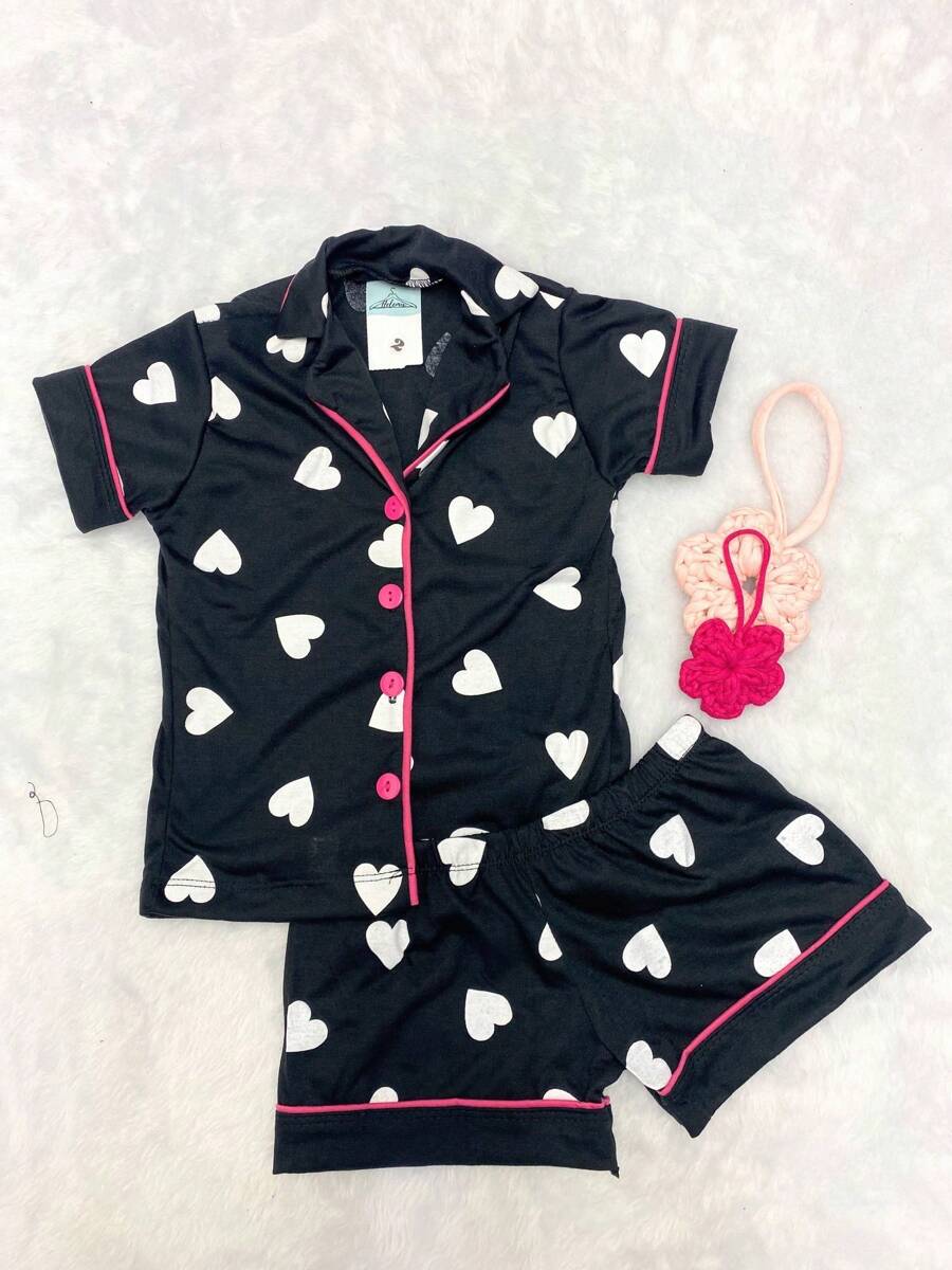 American Girl Pajamas Shorts And Blouse With Buttons Collar Female Baby Doll Children Tween Girls Comfortable