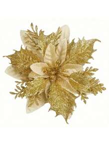 5 pièces Première classe, décorations de fleurs artificielles rouges de Noël, décoration de couronne d'arbre de Noël, sélection de fleurs scintillantes pour la décoration de Noël, Nouvel An, mariage et fête. - Multicolore - Voir 17