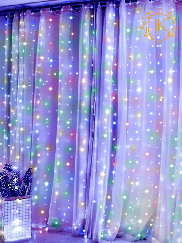JK  Luces Navidad ,300 LED Luces de Cortina - 3m x 3m Cadena de Luces Decorativa Impermeable con Gancho, Luces Navideña, 8 Modos de Luces con Control Remoto, Decoración para Cuarto, Jardin, Boda, Fiestas y Navidad