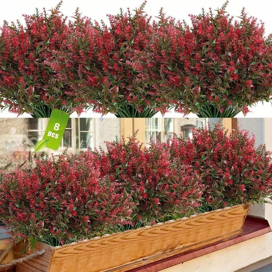 8 Cây & Hoa Nhân Tạo Trang Trí Nhà Trong Nhà, Hoa Giả Chống Tia UV Cây Bụi Giả Hoa Cúc Giả Cho Tiệc Cưới Ngoài Trời Trang Trí Giáng Sinh - Nhiều màu - Xem 1