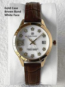Pablo Raez 1pc Silver Lady Watch Women Luxury Crystal Dress Watch SUS304 Stainless Steel IPS Case Elegant Brand New Design Quartz Watch For Lady Fahionable White Face With Date Calendar Luminous Diamond Display High Quality Woman Popular Wristwatch 50M Waterproof Soft & Breathable Black Color Microfiber Leather Casual Teenagers Girls Lovely Watch Nice Gifts For Friend Or Family Fit For Daily Life/Work/Party Decorations