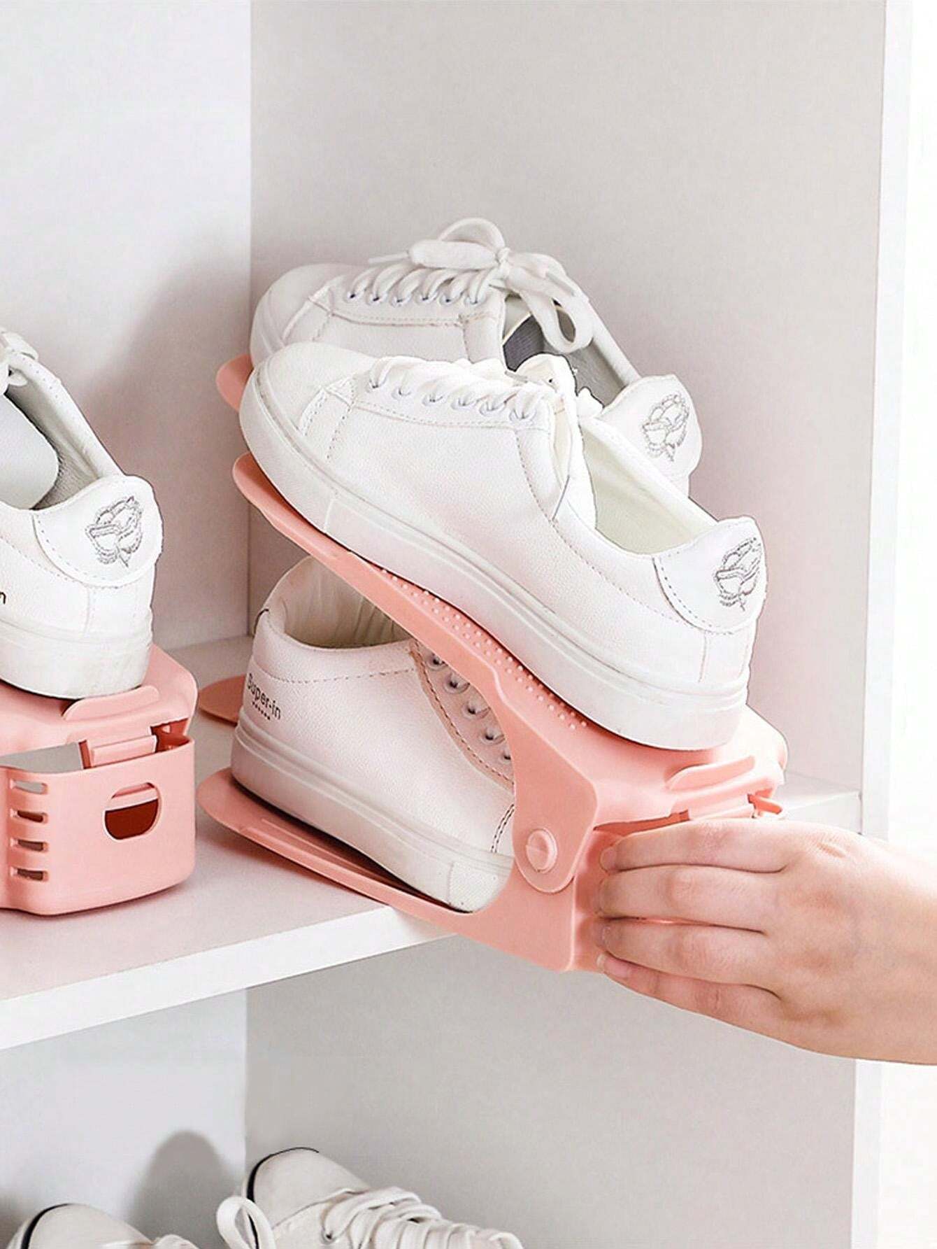 Adjustable Height Four Level Shoe Organizer Plastic Shoe Racks For