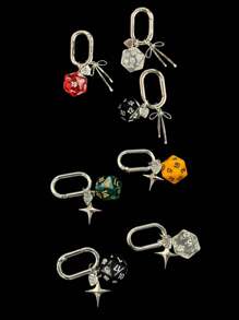 1 pièce Porte-clés dé unisexe nouvelle arrivée créatif, pendentif de boule de billard à 4 branches et en forme de cœur à la mode, breloques de sac lettrage scolaire