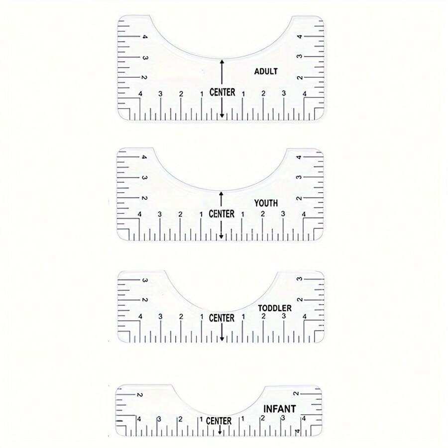 4 Packs, Tshirt Ruler Guide For Vinyl Alignment, T Shirt Rulers To