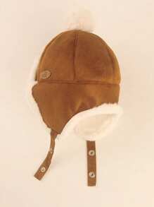 1 件装婴幼儿卡通针织护耳帽，厚实保暖冬帽，适合 1-3 岁儿童，秋冬季