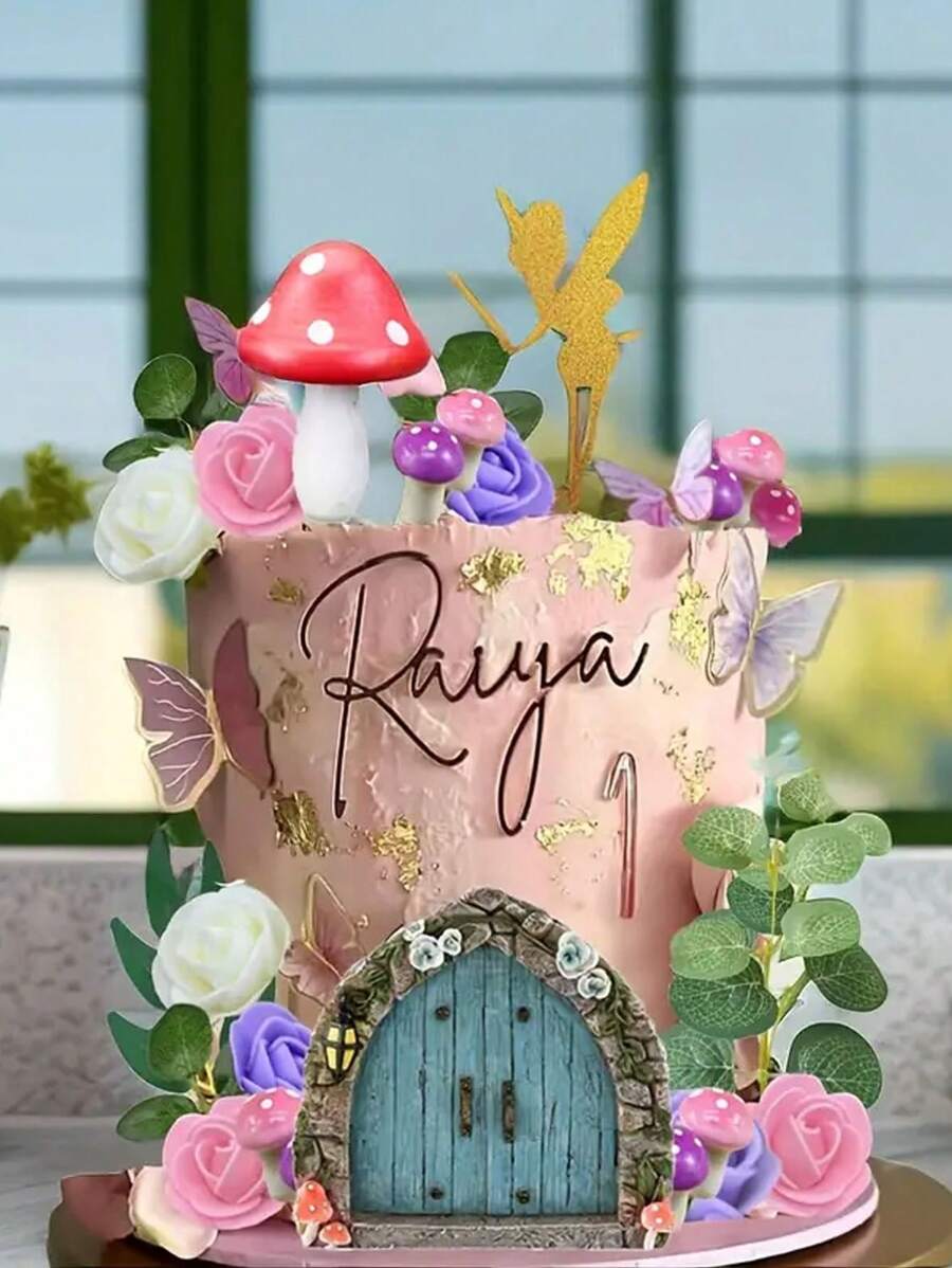 32 件仙女蛋糕装饰物、仙女生日派对蛋糕装饰用品、迷你蘑菇蝴蝶绿叶蛋糕装饰、仙女蛋糕装饰、仙女派对用品装饰、适用于生日蛋糕烘焙装饰、森林主题蛋糕装饰 - 多色 - 查看 1