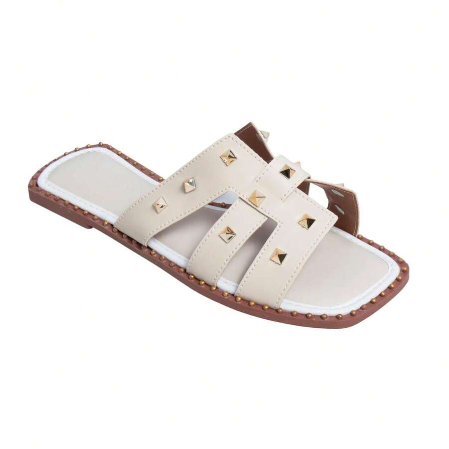 Flat Sandal With Straps And Detailed Sole - trắng - Xem 1