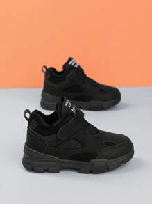 Fashionable Casual Teens Outdoor Winter Warm Plush Children Snow Boots For Boys, Girls PU Leather Low-Top Hook And Loop Children  Boots Sports Kids Shoes