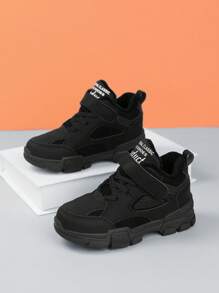 Fashionable Casual Teens Outdoor Winter Warm Plush Children Snow Boots For Boys, Girls PU Leather Low-Top Hook And Loop Children  Boots Sports Kids Shoes