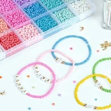 3mm 种子珠珠宝手链制作套件 24 色手链制作套件 适合女孩成人友谊手链套件用于珠宝制作