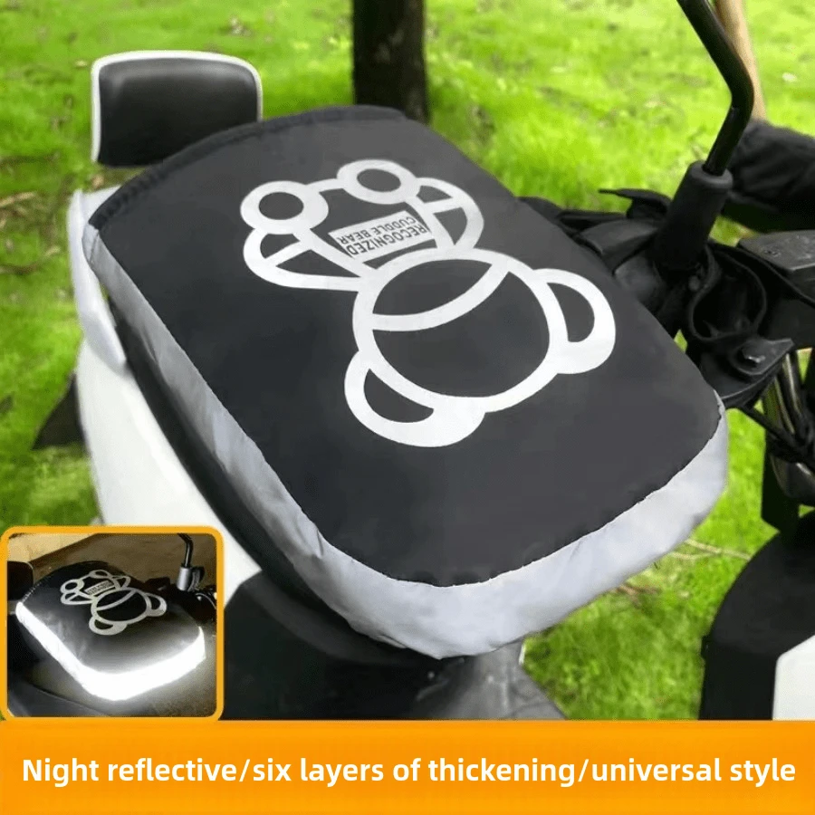 Winter Electric Bicycle Handlebar Covers, Thick Warm Windproof
