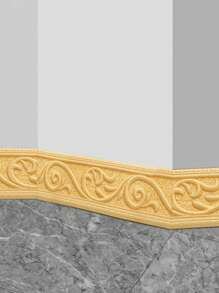 1件装3D立体自粘踢脚线 - 欧式风格,通用防水易安装家居装饰墙饰条,适用于房间翻新和DIY | 2026年情人节和新年装饰 | 复活节和圣诞节的完美节日家居装修礼物 - 金色 - 查看 2