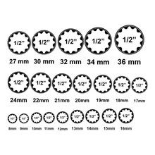21tlg 1/2 Steckschlüssel Vielzahn Nuss Satz Stecknuss für 6 und 12 Kant 8-36mm - 21tlg + Aufbewahrungskiste - Übersicht 5