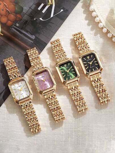 1pc/Set Fashionable Bar Scale Dial Steel Strap Quartz Watch For Teenagers, Suitable For Birthday, Halloween, Gifts