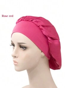 1 件个性化徽标纯色弹性宽边成人男女通用睡帽 - A - 查看 22