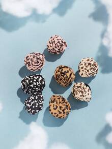 1 Cặp hoa tai đính đá hoa hồng/báo hoa mai satin cổ điển thủ công, phong cách ngẫu nhiên - Xem 1