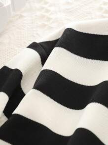 2 pezzi Set ragazza, Top corto a righe casual + pantaloni neri a zampa con spacco, Look autunnale - nero - Visualizzare 4