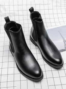 Nouvelles bottes hautes pour hommes, style britannique couleur unie bout rond, bottes à semelle épaisse antidérapante pour extérieur, randonnée, déplacement, moto, mode, bottes de neige