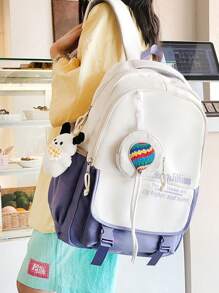 Nylon Notebook Backpack Chooser Waterproof Large Capacity Unisex - Violet Purple - View 4
