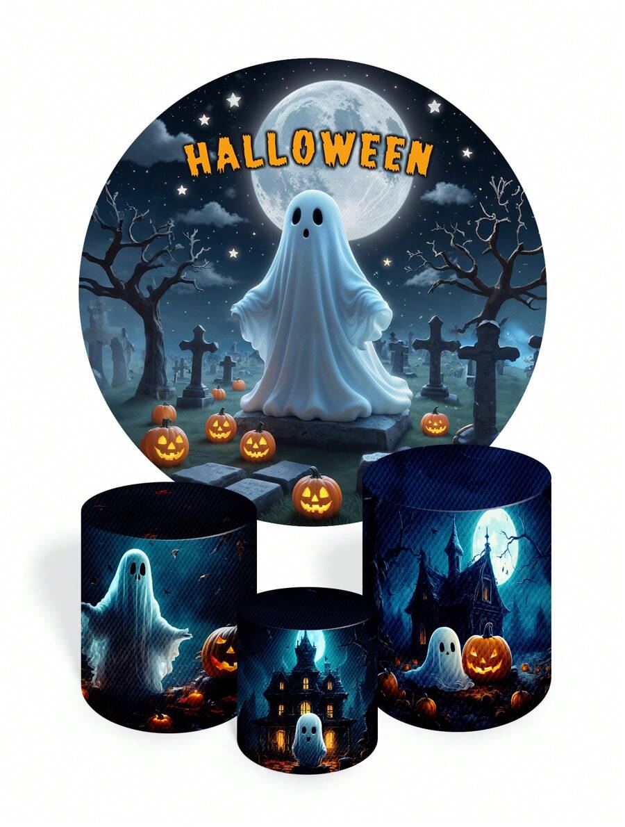 Round Panel Cover Kit + Trio Of Sublimated Cylinder Covers Party And Birthday Decoration Various Themes Children Adult Halloween Horror Fantasy - Bộ hoàn chỉnh 2247 - Xem 1