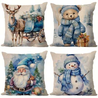 1pc Christmas Snowman & Reindeer 3D Print Pillow Case, 3 Size Options For Sofa Decor (Pillow Insert Not Included)  Christmas Decor  Christmas Decorations Christmas Decoration Home Decor Room Decor