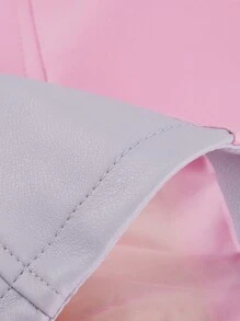 Risissida Women's Fall And Winter Color Block PU Biker Jacket – Versatile Commuting & Casual Coat With Zippered Pockets