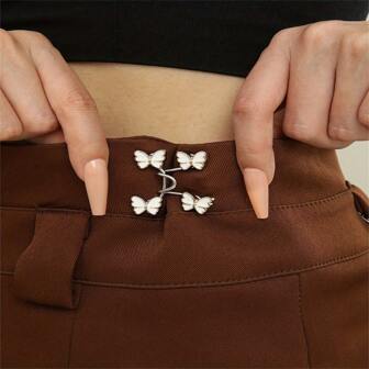 半双蝴蝶扣裤腰收紧器可拆卸腰扣别针腰带配件裤夹无需缝纫腰带收紧器