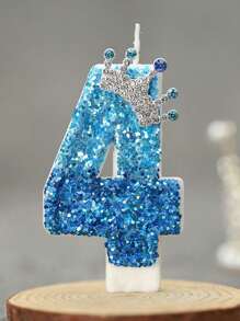1 pieza Vela de pastel de cumpleaños con diseño de corona y número, vela de pastel de cumpleaños de color azul pavo real, decoración para fiesta de cumpleaños y boda - Multicolor - Ver 6