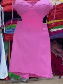 SHORT WOMEN'S DRESS NEW - Màu Hồng baby - Xem 2