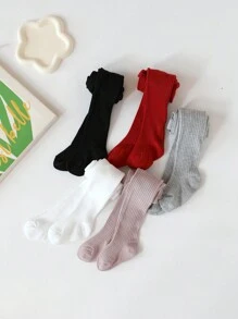 5pcs Kids Vertical Striped Tights, Casual Style Suitable For Outdoor Activities, Spring & Autumn