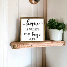 1 pieza "El hogar es donde están mis niños" Placa de madera, regalo de inauguración de casa, decoración de pared con marco de madera, decoración del hogar, letrero inspirador, arte de pared estilo granja, decoración de mesa para sala de estar/dormitorio, arte de pared en lienzo, póster de habitación, decoración del hogar, decoración de estética de habitación, accesorios de decoración de habitación. Marco opcional - Multicolor - Ver 7
