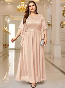 Váy dạ hội maxi ren đính sequin tay cánh bướm thanh lịch - Rượu sâm banh - Xem 3