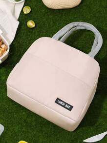 Multifunctional Solid Color Twill Lunch Bag Handheld Insulated Bag For Bento Box, Meal, And Picnic, Summer Outdoor Bags For Food, Picnic Camping Bags - Black - View 5