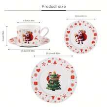 8 件圣诞老人圣诞派对陶瓷餐具套装 - 包括陶瓷碗、盘子、杯子，非常适合节日庆祝、婚礼、生日、派对和送礼 - 彩色 - 查看 2