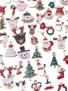 10/80 件时尚 3D 锌合金圣诞系列圣诞老人鞋、手套、驯鹿、圣诞树吊坠项链、手链、脚链、DIY 珠宝配件 - 聖誕系列吊墜 - 查看 3