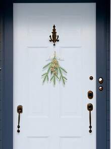 1 件/10 件人造圣诞松针和蝴蝶结装饰，家庭前门、客厅、窗户、办公室墙壁挂饰，圣诞餐厅和活动氛围装饰 - 金綠色 - 查看 3