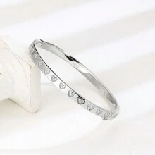 1 chiếc vòng tay hình trái tim bằng bạc Sterling 925 Cubic Zirconia, vòng tay hở hình trái tim thời trang thích hợp cho phụ nữ mặc trong tiệc Valentine - vòng đeo tay - Xem 8